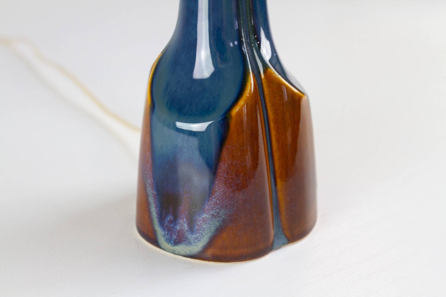 Danish Modern Blue and Brown Ceramic Table Lamp by E. Johansen for Søholm, 1960s