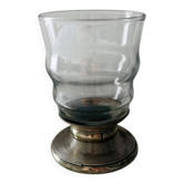 Verre ancien pied métal argenté 