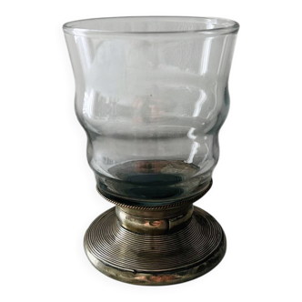 Antique glass with silver-plated metal base