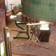 Golden brass reading floor lamp