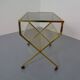 French brass and glass cart with magazine rack, 1960s