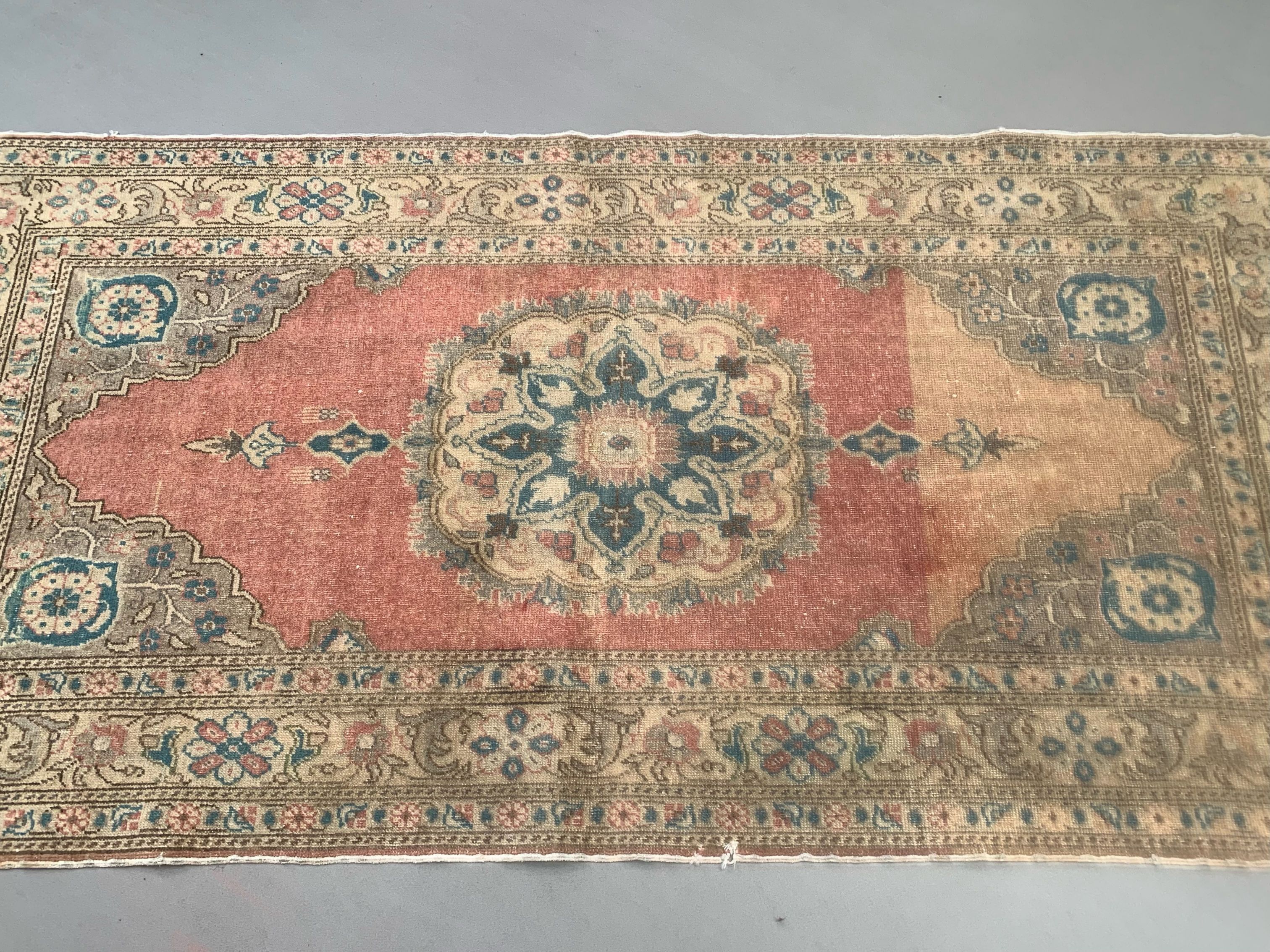 Vintage turkish oushak rug 187x91 cm carpet