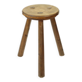 Antique Wooden Tripod Stool Milk Stool Early 20th Century Brutalism