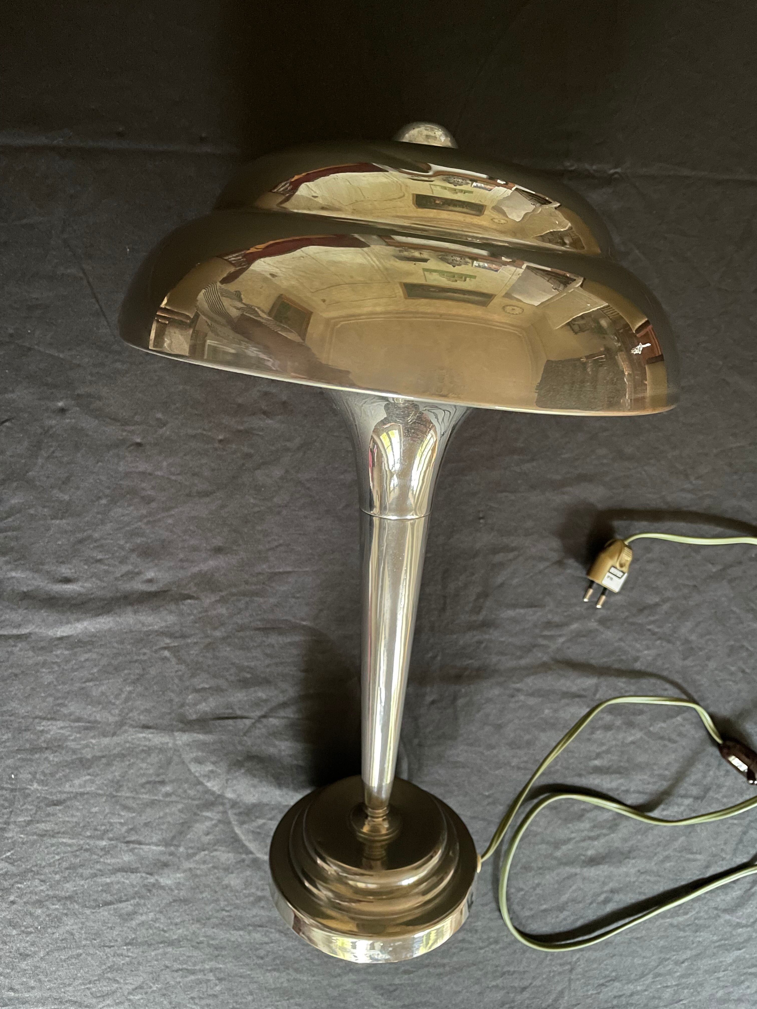 Art deco chrome mushroom lamp