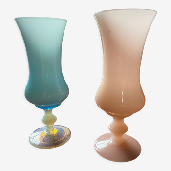 Set of 2 opaline vases