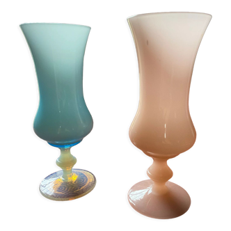 Set of 2 opaline vases