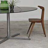 Dining table in glass, aluminum and chrome steel