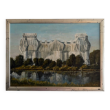 The Wrapped Reichstag in Berlin, 1995 Oil on Canvas, Framed