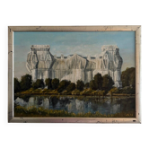 Huile sur toile encadrée Le Reichstag enveloppé à Berlin, 1995