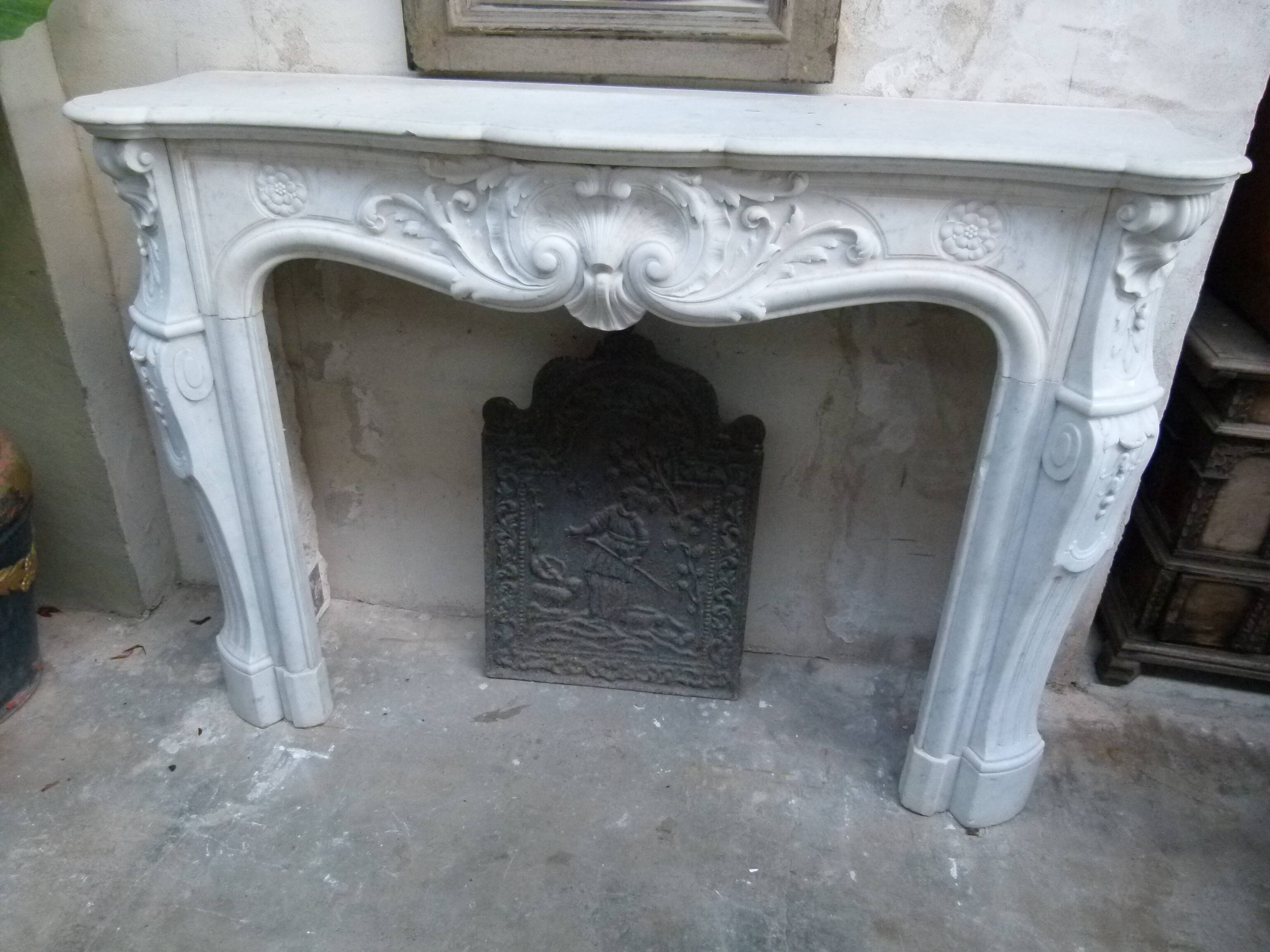 19th century Carrara marble fireplace