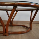 Rattan table and glass