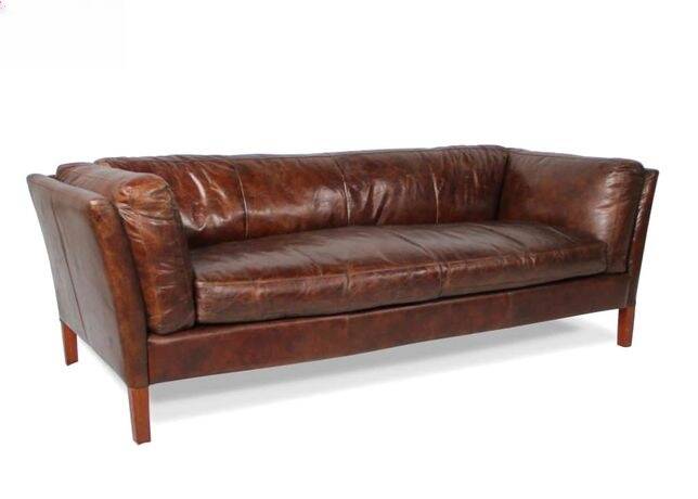 Vintage Brown Leather 3-Seater Sofa "Conrad"