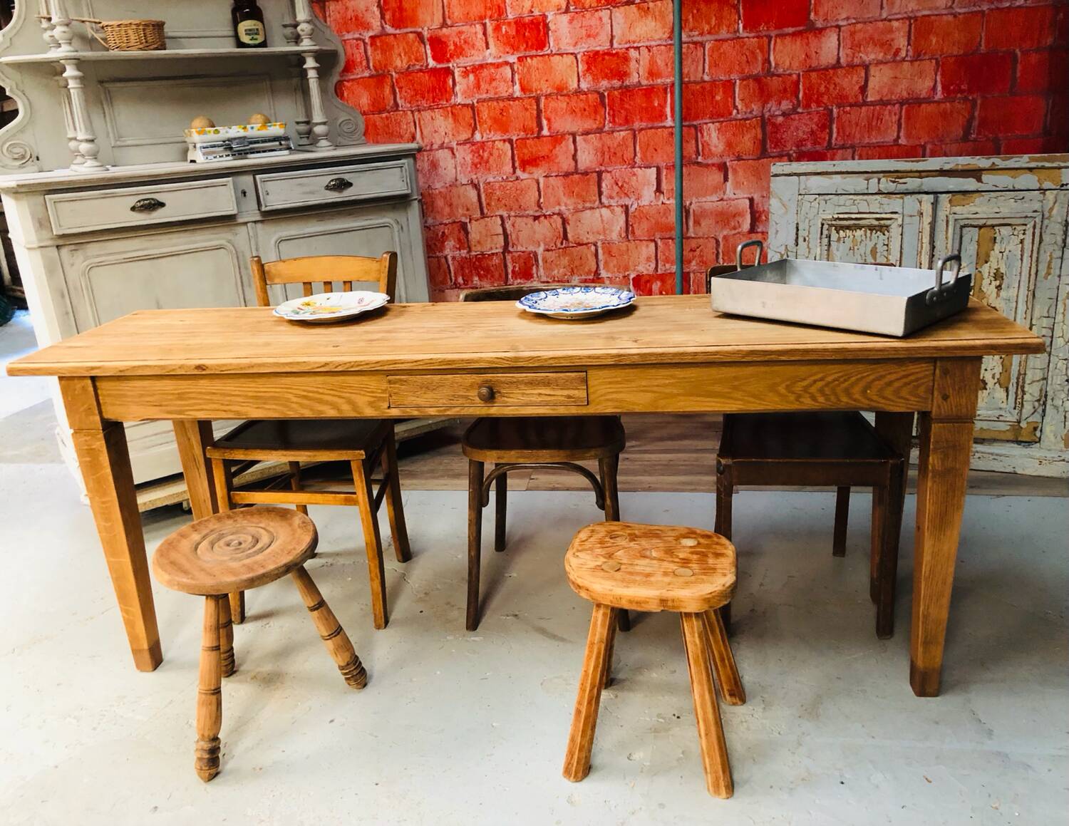 Ancienne table de ferme en chêne