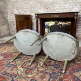 Paire de fauteuils médaillon en bois laqué de style Louis XVI XIXeme