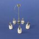 Large modernist chandelier in chromed metal and textured glass - 5 arms