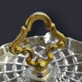 Large golden footed ashtray, moulded glass – 1960s