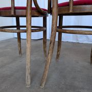 Set of 4 Vintage Bentwood Bistro Chairs, Red Upholstery