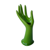 Hand baguier soliflore in green ceramic