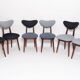 Heart-shaped chair in light and dark blue denim, mid-century style, Europe, 1960s.