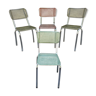 Serie de 4 chaises anciennes métal chromé