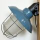 Industrial Blue Painted Factory Wall Cage Lamp from Elektrosvit, 1960s