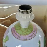 Ceramic ball lamp, with floral decoration, 70s, signed