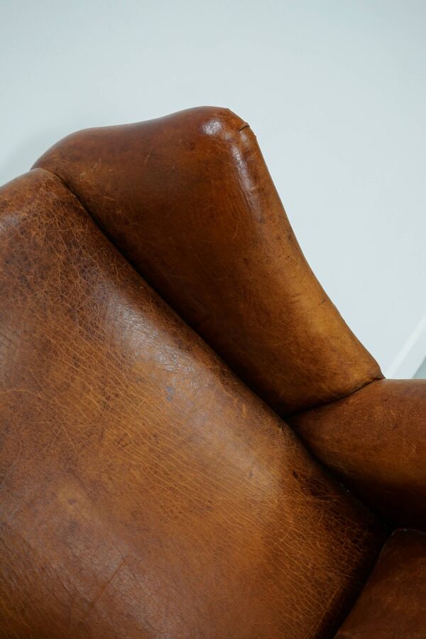 Fauteuil club vintage en cuir couleur cognac, pays-bas fauteuil club vintage en cuir couleur cognac, pays-bas