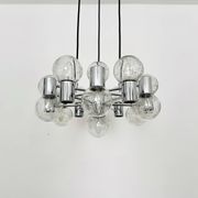 Lustre Spoutnik chromé par Doria, années 1970
