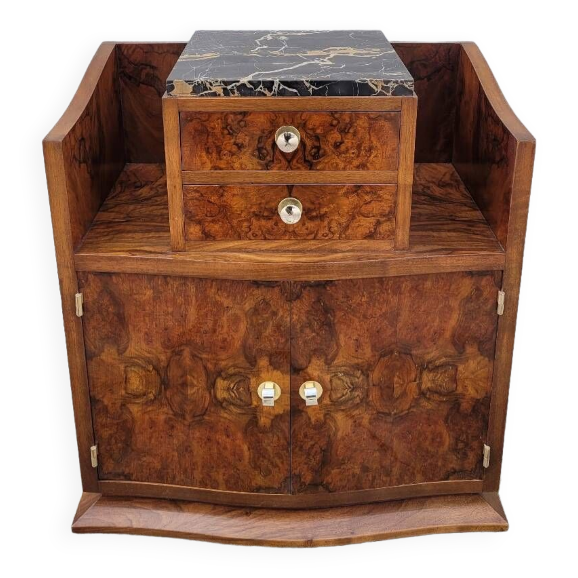 Art Deco period chest of drawers in walnut burl - 1930s