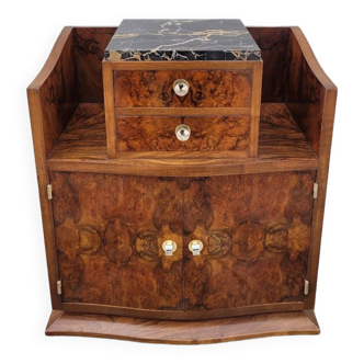 Meuble commode d'époque Art Déco en loupe de noyer -1930s