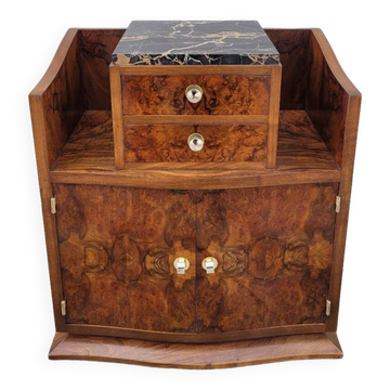 Meuble commode d'époque Art Déco en loupe de noyer -1930s