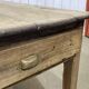19th century farmhouse table in raw chestnut with original drawer and shelf