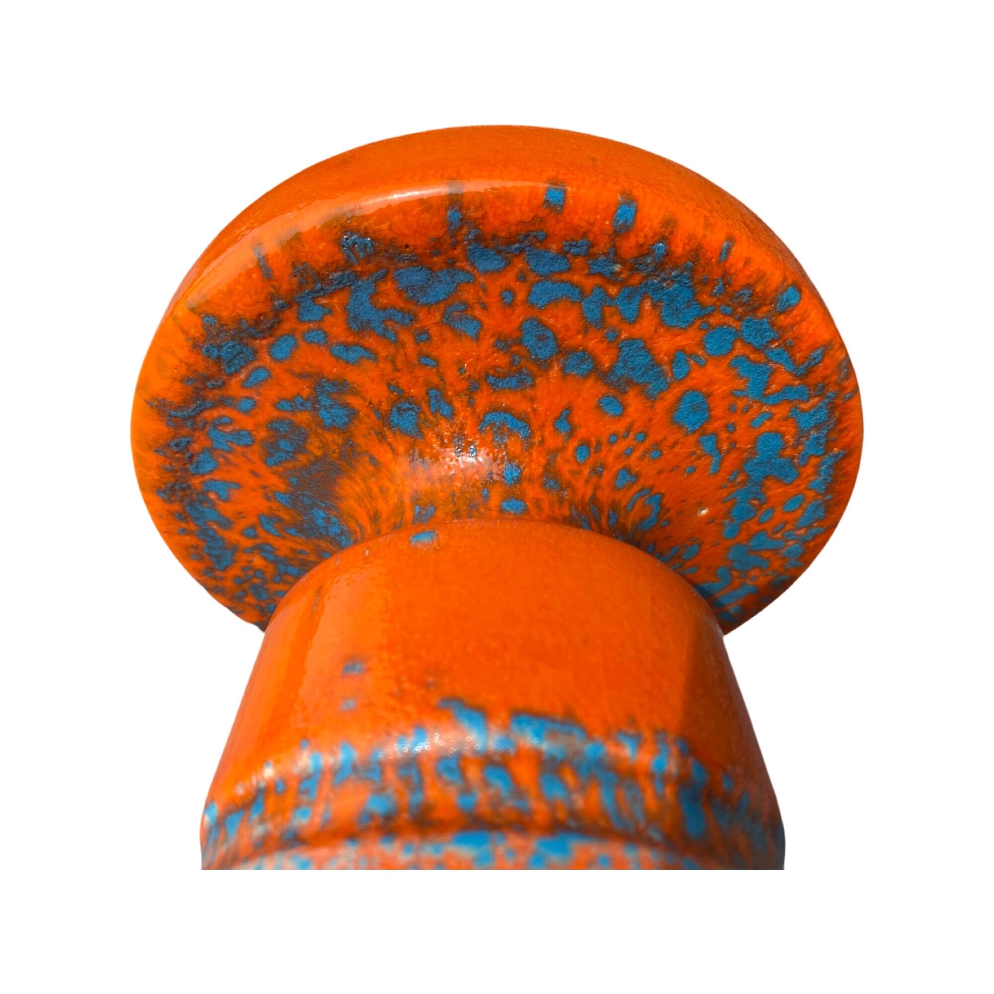 Large Rare Vintage Floor / Table Lamp Made In Germany 1960s | Orange-Blue Vulcano Style With Shade