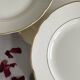 6 antique beige earthenware dinner plates with gold trim by Villeroy and Boch.