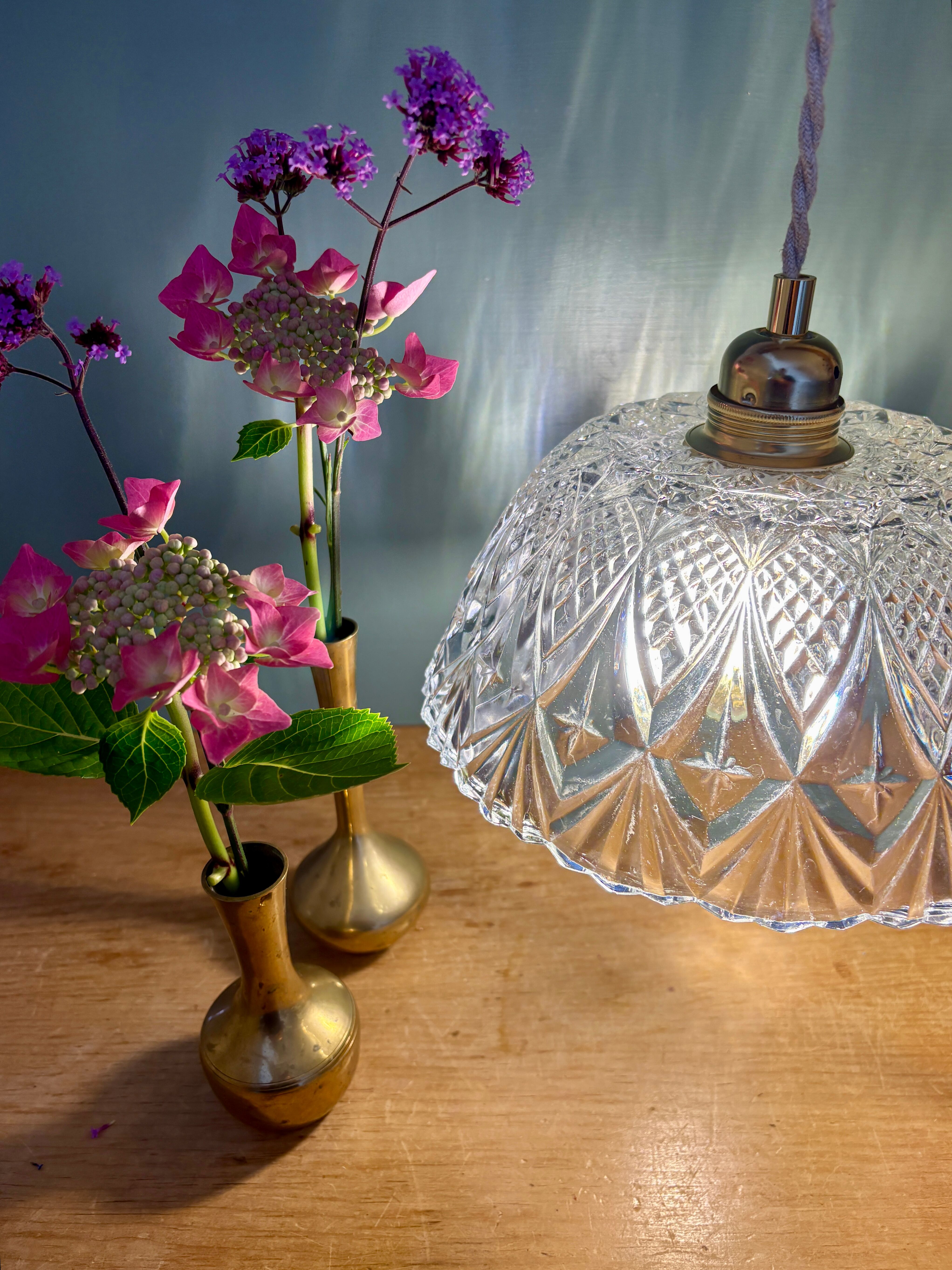 Vintage glass pendant light - tableware collection -