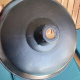 Pair of suspensions industrial lamp workshop lampshade in black enamelled metal