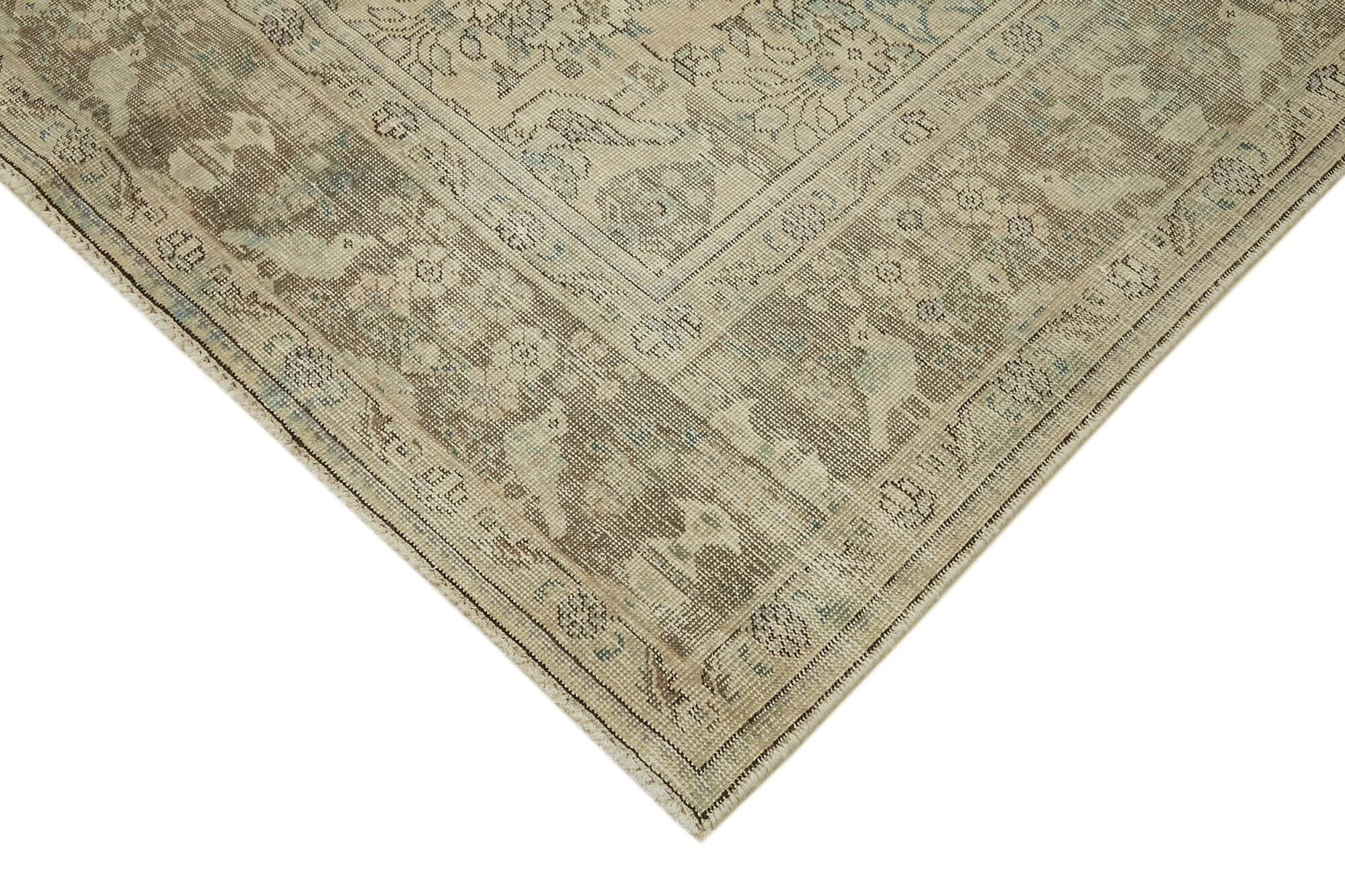 Hand-knotted persian vintage 1970s 291 cm x 374 cm beige wool carpet