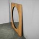 Vintage 1970s Czech Oak Veneer Square Mirror with Circular Glass