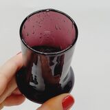 5 Small Liqueur Glasses Vodka Cups in Bubble Blown Glass Plum Biot?