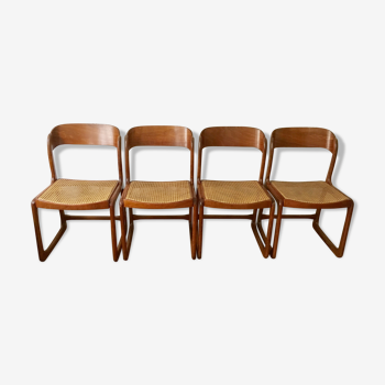 Ensemble de 4 chaises Traineau Baumann des années 60