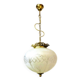Regency glas pendant with ornate brass crown