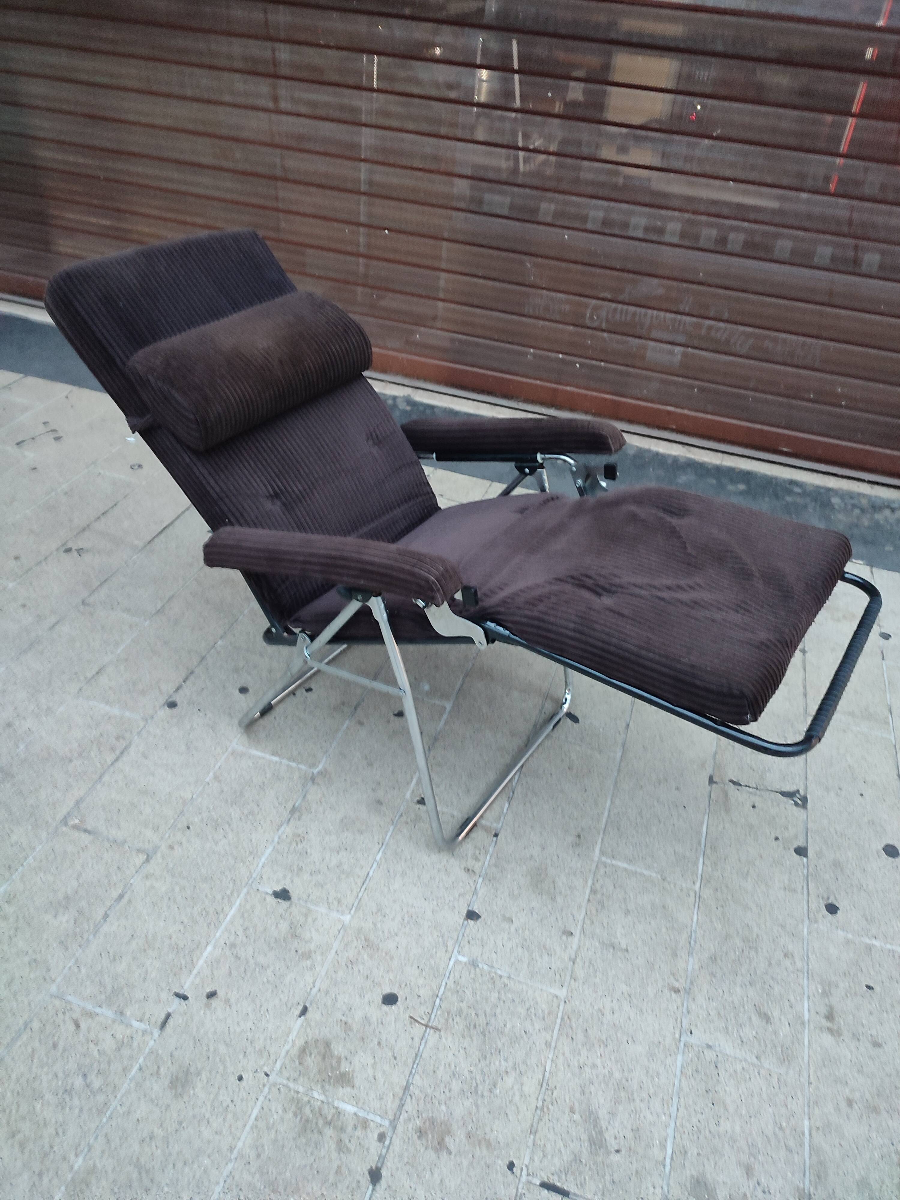 Fauteuil transat Lafuma vintage velours