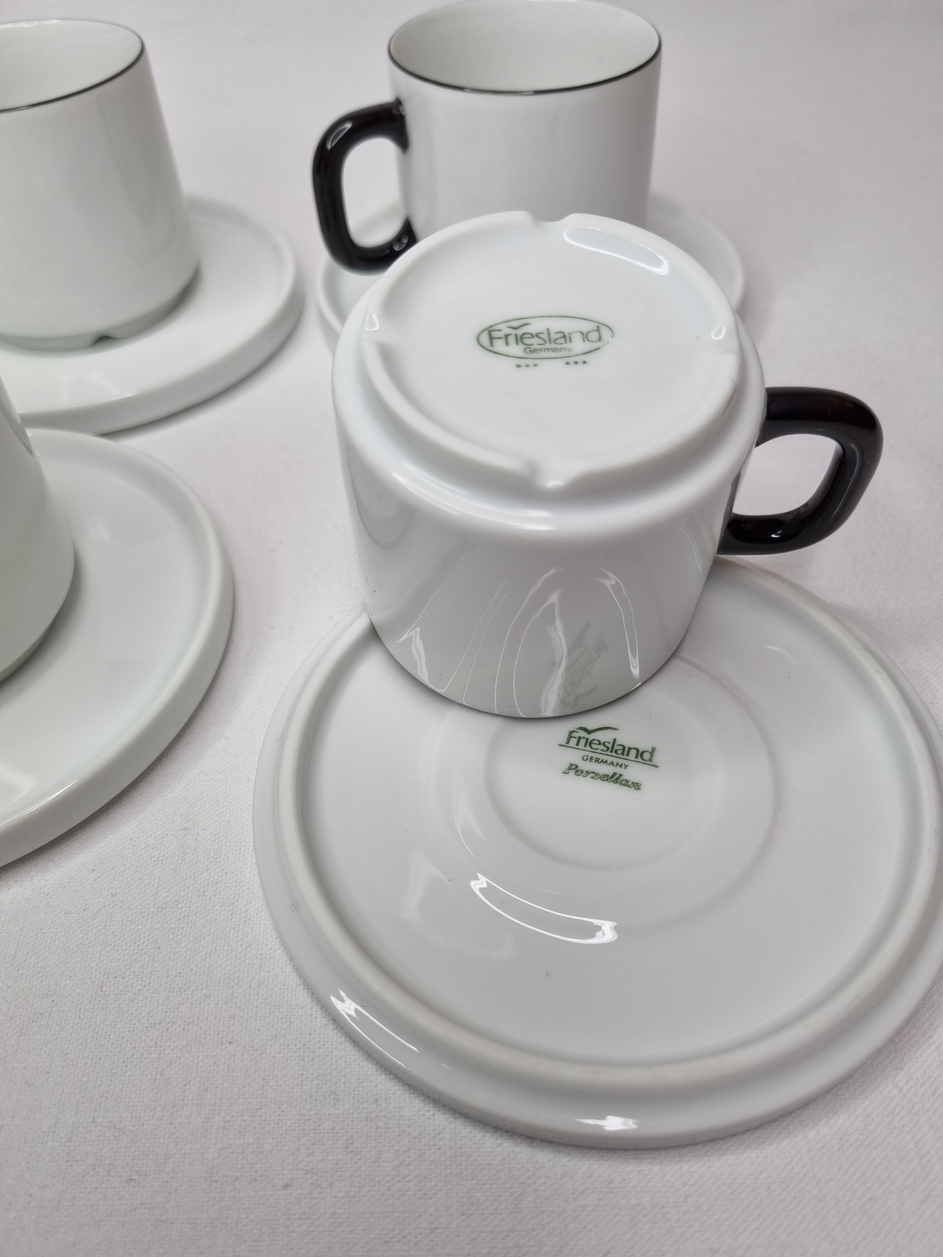 Set of four Friesland Germany porcelain coffee cups in Art Deco style