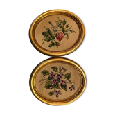 Pair of vintage embroidered medallion frames