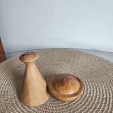 Set of wooden condiment pots
