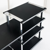 Vintage Hi-Fi furniture in lacquered wood and chrome iron, Spain, 1980