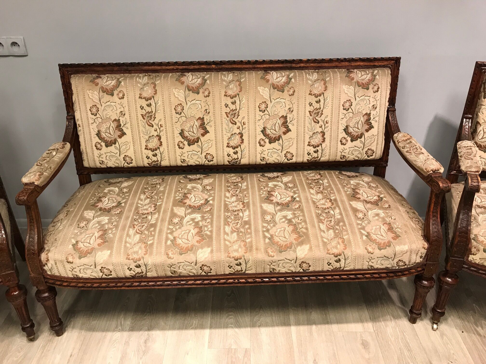 Sofa set and two armchairs, antique 19th century