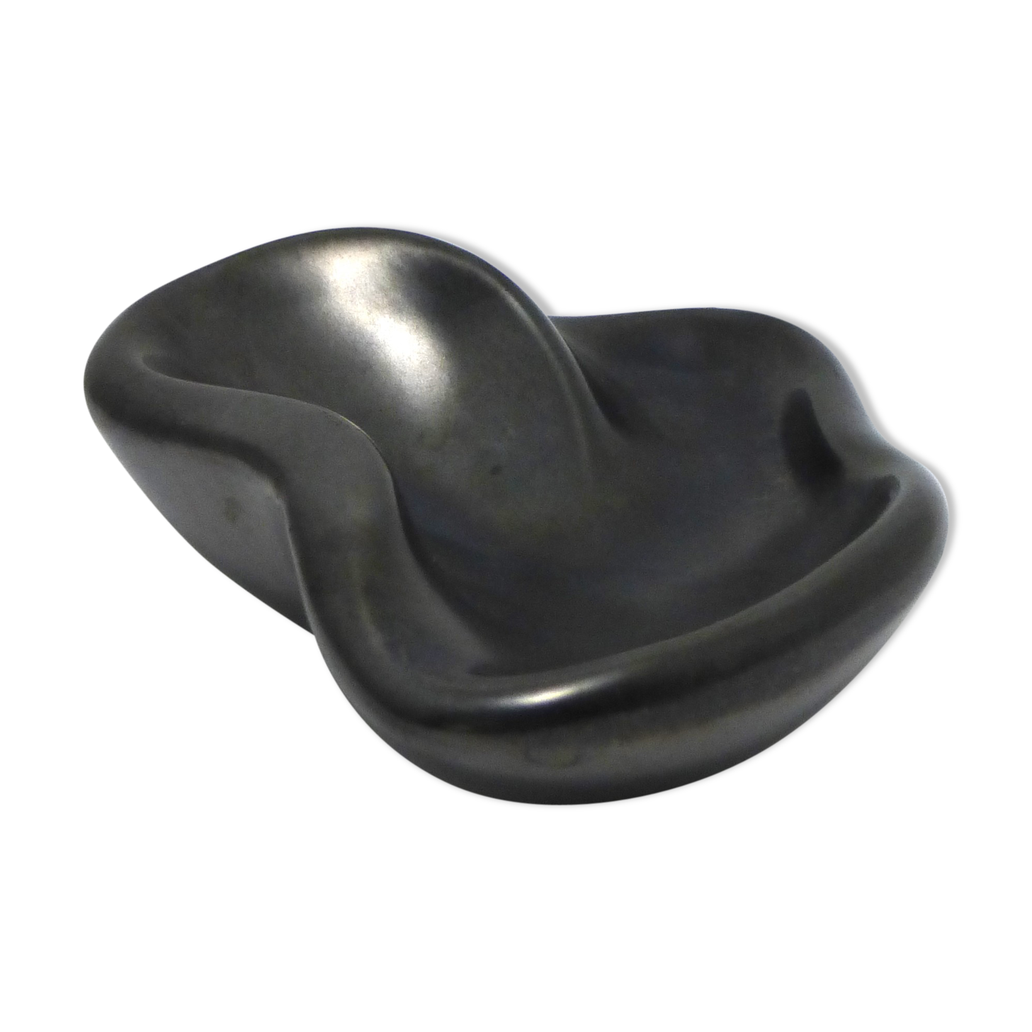 Ashtray in metallic black ceramic around 1950