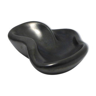 Ashtray in metallic black ceramic around 1950