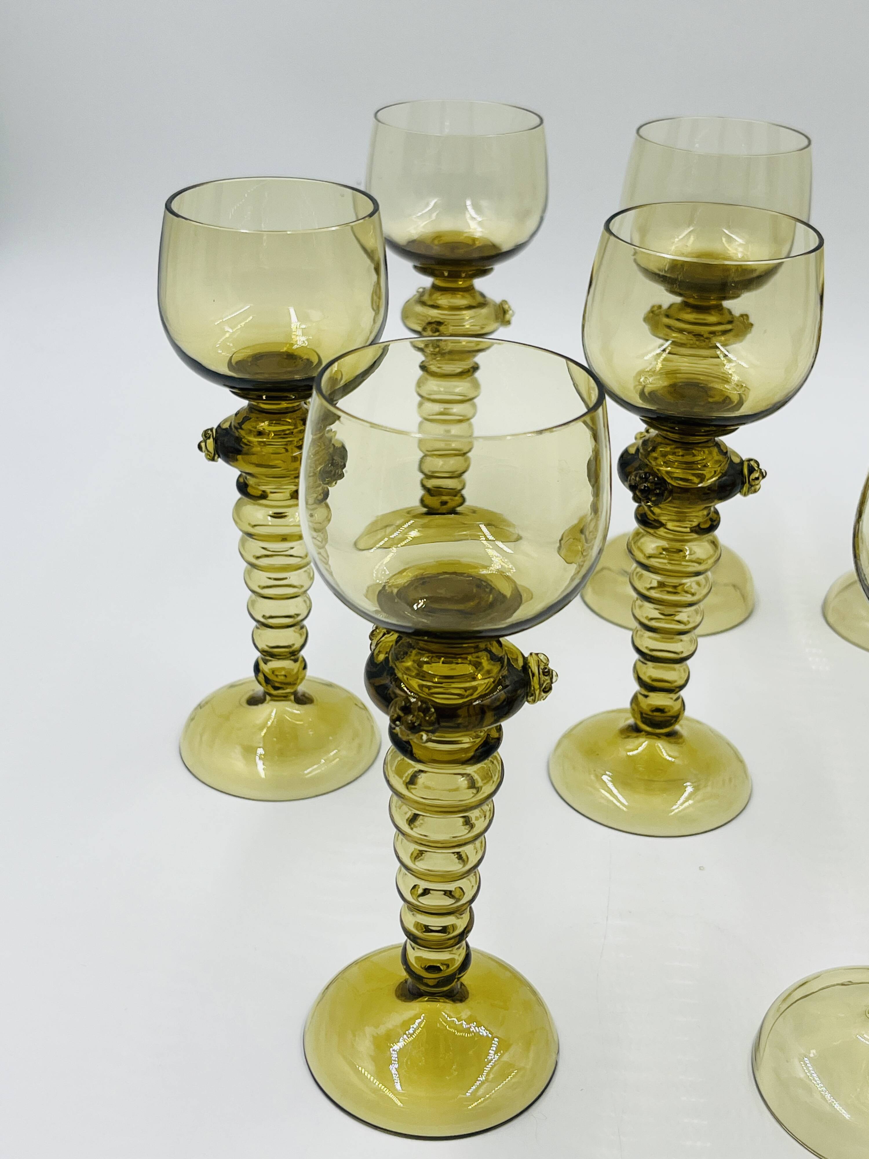 Lot de 8 verres à vin Roemer verts